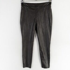 Spanx Leather-Like Ankle Skinny Pant Womens Sz Large Black Pull On Stretch